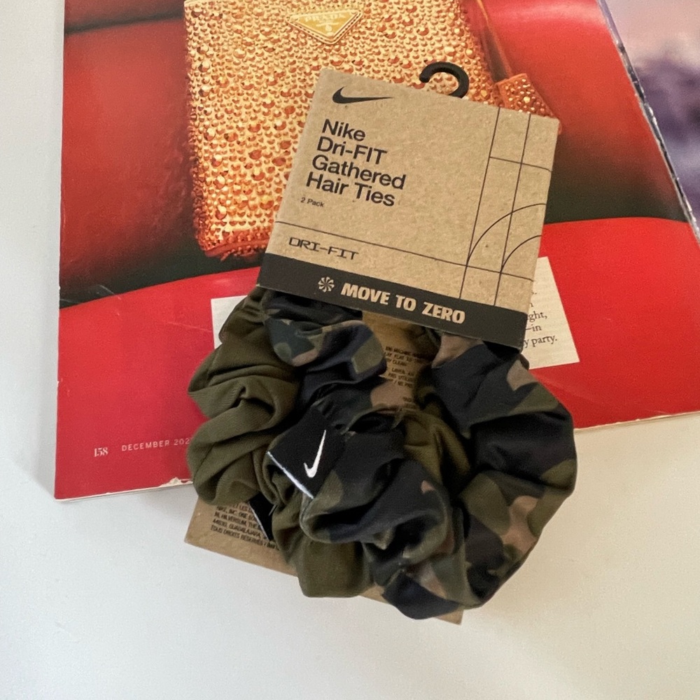 Nike Dri-FIT Olive Green & Camouflage Gathered Hair Ties - 2 Pack